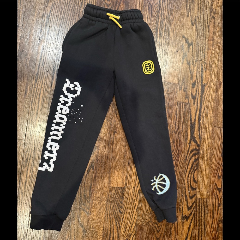 Black Kids Sweatpants with Yellow Accents